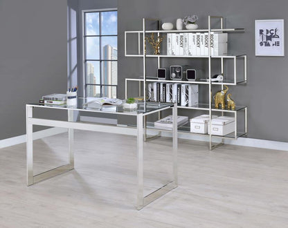 Elmer - 5-Shelf Bookshelf - Clear And Chrome