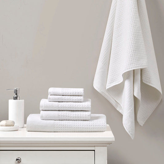 Spa - 6 Piece Jacquard Antimicrobial Towels Set - White