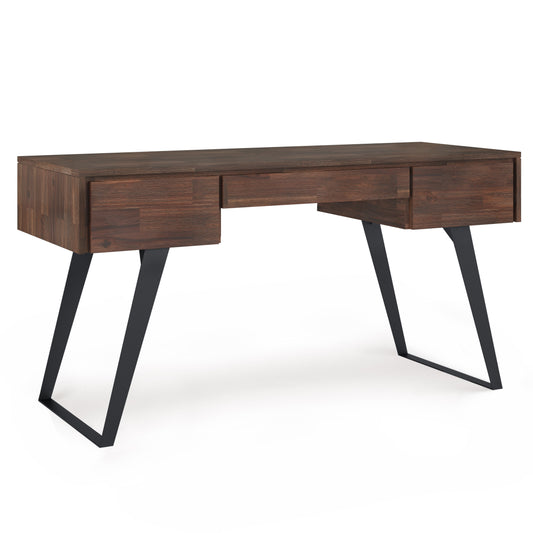 Lowry - Desk with Deep Drawers - Distressed Charcoal Brown