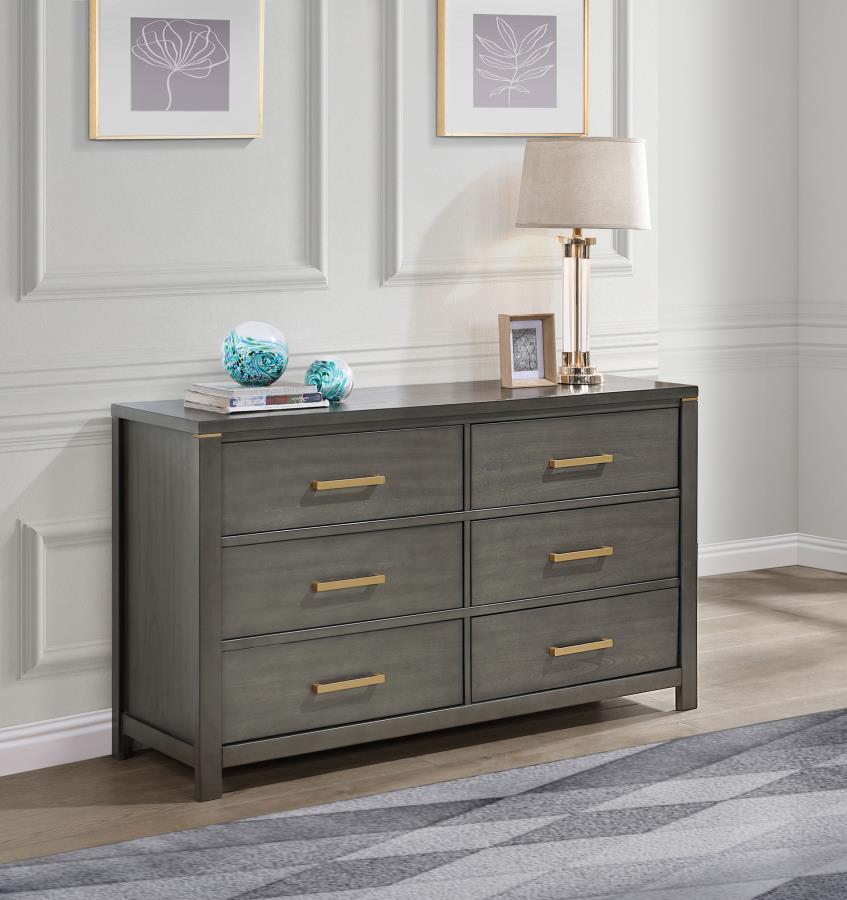 Kieran - 6-Drawer Dresser - Gray