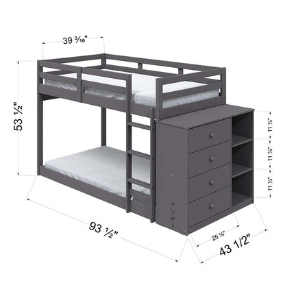 Gaston - Twin Over Twin Bunk Bed - Gray Finish