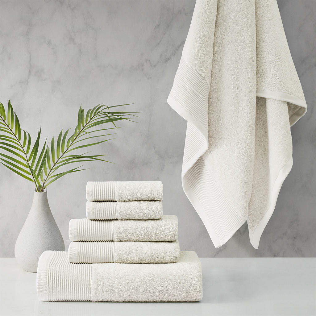 Nuage - Cotton Tencel Blend Antimicrobial 6 Piece Towel Set - Ivory