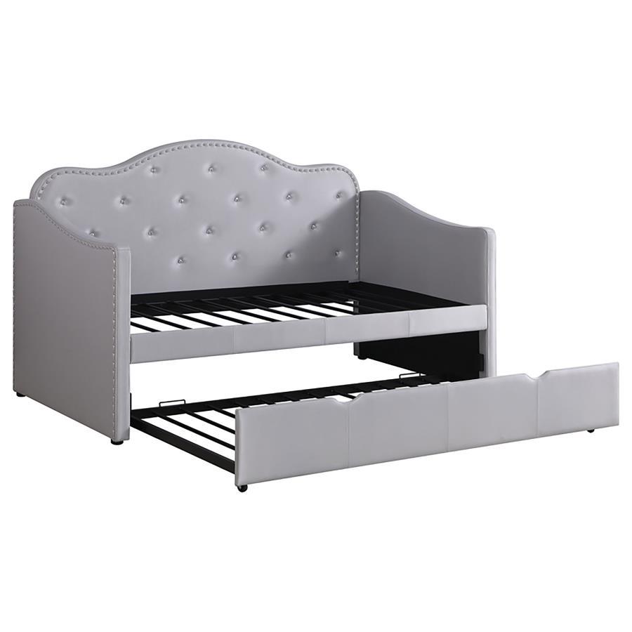 Elmore - Upholstered Twin Daybed With Trundle - Light Gray