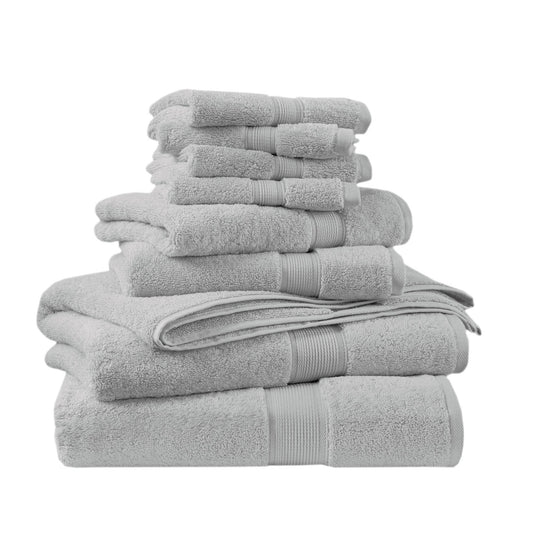 800GSM - 8 Piece Antimicrobial Towel Set - Silver