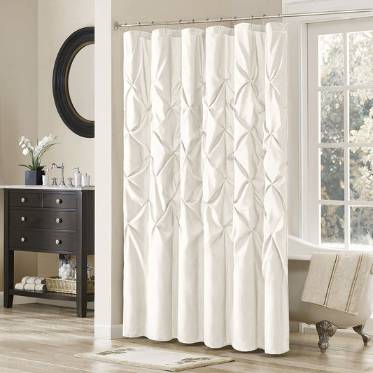 Laurel - Tufted Semi-Sheer Shower Curtain - White