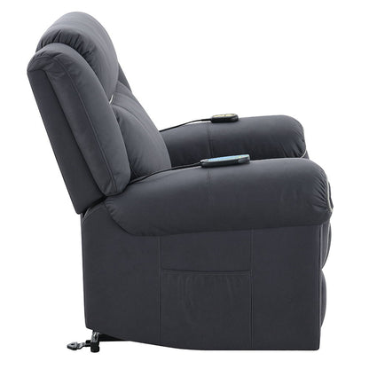 Domana - Power Recliner With Lift & Heating & Massage - Dark Blue Fabric