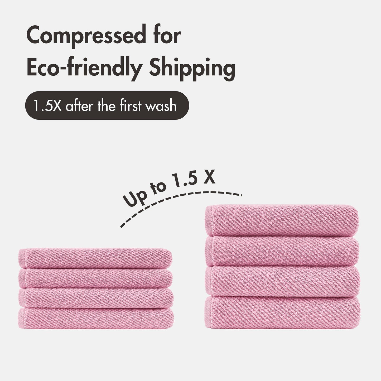 Diagonal Ribbed - 4 Piece Bath Towels Set - Pink