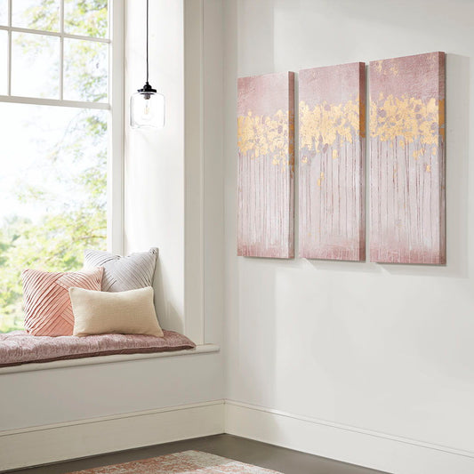 Twilight Forest Abstract Canvas (Set of 3) - Blush