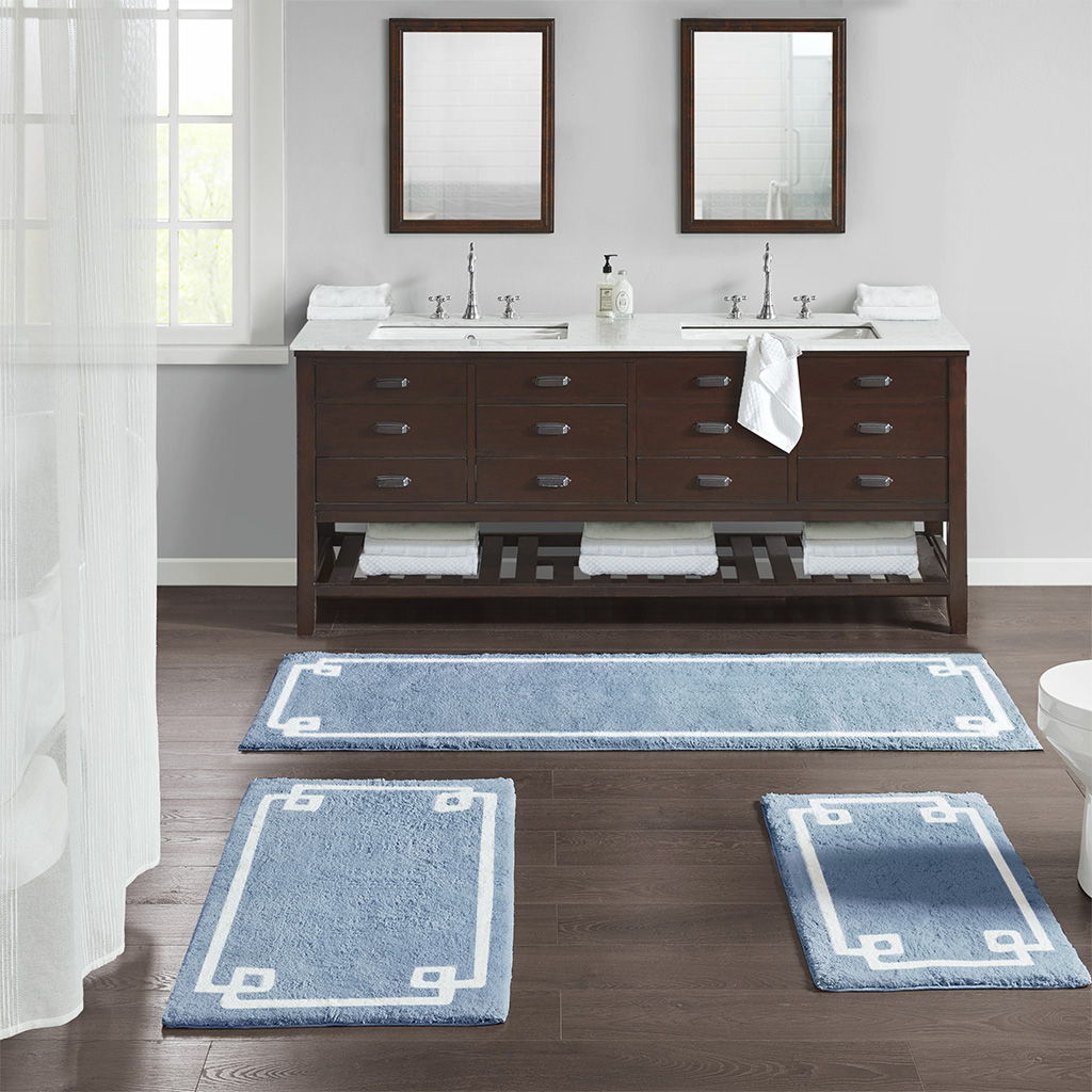 Evan - 40" Tufted Bath Rug - Blue