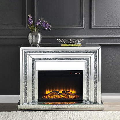 Noralie - 35" Fireplace - Mirrored & Faux Diamonds