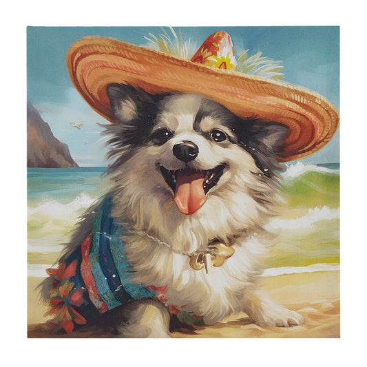 Beach Dogs - Chihuahua Canvas Wall Art - Blue Multi