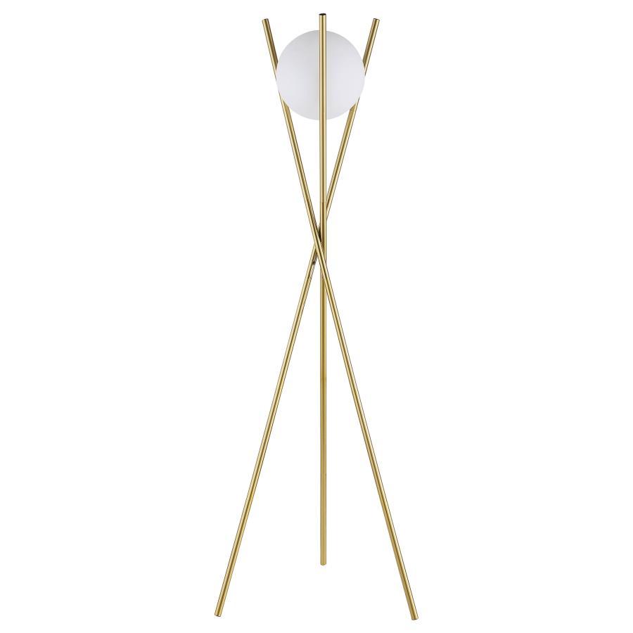 Yamileth - Spherical Bulb Metal Tripod Floor Lamp - Gold