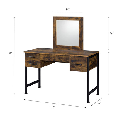 Juvanth - Vanity Desk - Rustic Oak & Black Finish