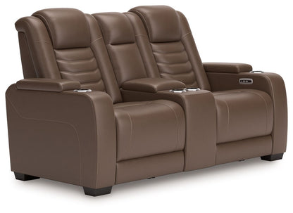 High Impact - Tobacco - Power Reclining Loveseat With Console / Adj Hdrst