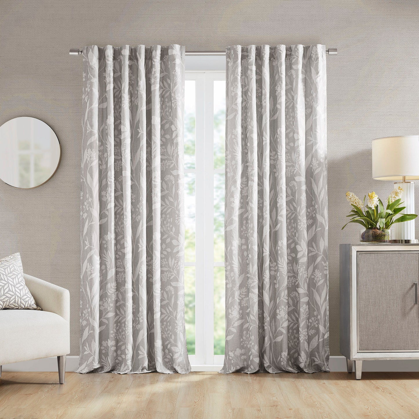 Winslow - Floral Curtain Panel (Single) - Linen