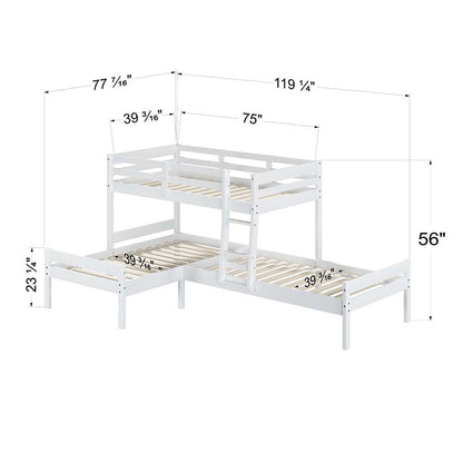 Manoela - Triple Bunk Bed - Twin - White Finish