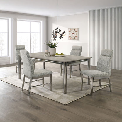Lennox - 5 Piece Set - Dining Table With 4 Chairs - Gray / Silver