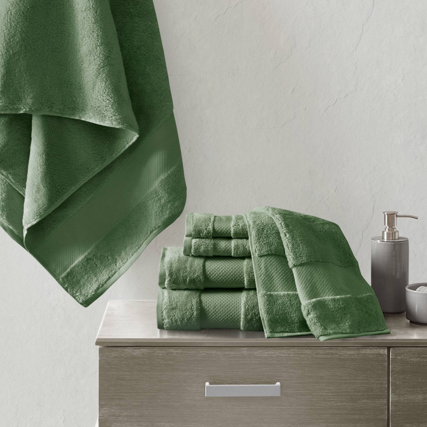 Turkish 6 Piece Bath Towel Set - Green
