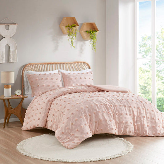 Lucy - Clip Jacquard Twin Comforter Set - Pink