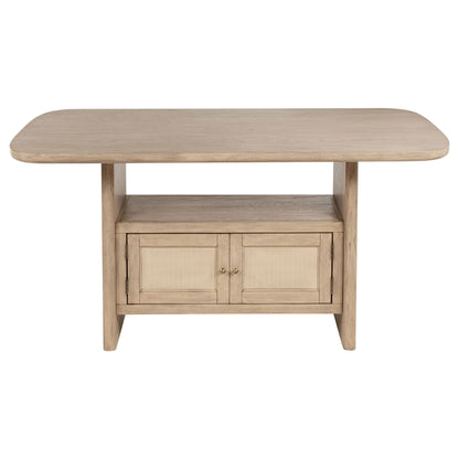 Kailani - Cane Counter Height Storage Dining Table - Beige Oak