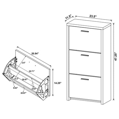 Vivian - 3-Drawer Shoe Cabinet - Black