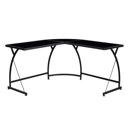 Janison - Writing Desk - Black Glass & Black
