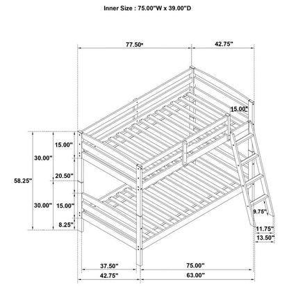 Rhea - Wood Twin Over Twin Bunk Bed - Gray