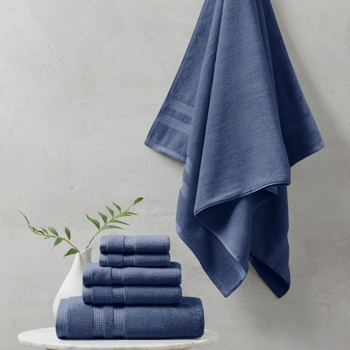 Plume - Feather Touch Antimicrobial Towel 6 Piece Set - Navy