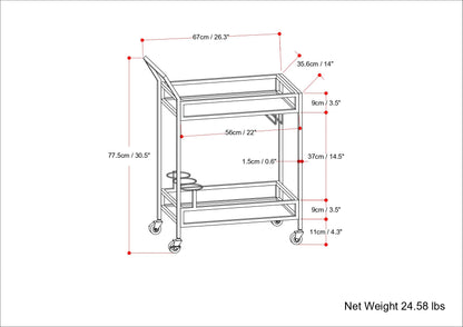 Watts - 26" Bar Cart - Chrome