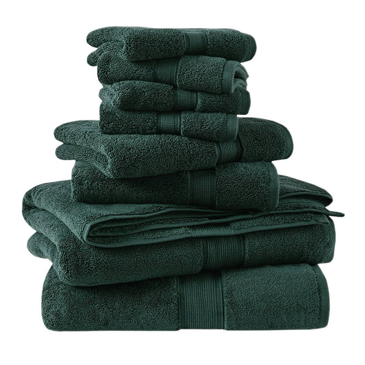 800GSM - 8 Piece Antimicrobial Towel Set - Dark Green