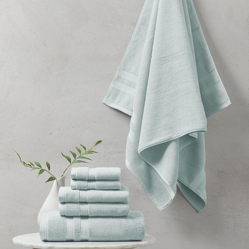 Plume - 100% Cotton Feather Touch Antimicrobial Towel 6 Piece Set - Seafoam