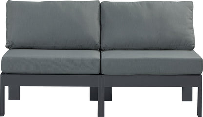 Nizuc - Outdoor Patio Modular Sofa 2 Seats - Grey - Fabric