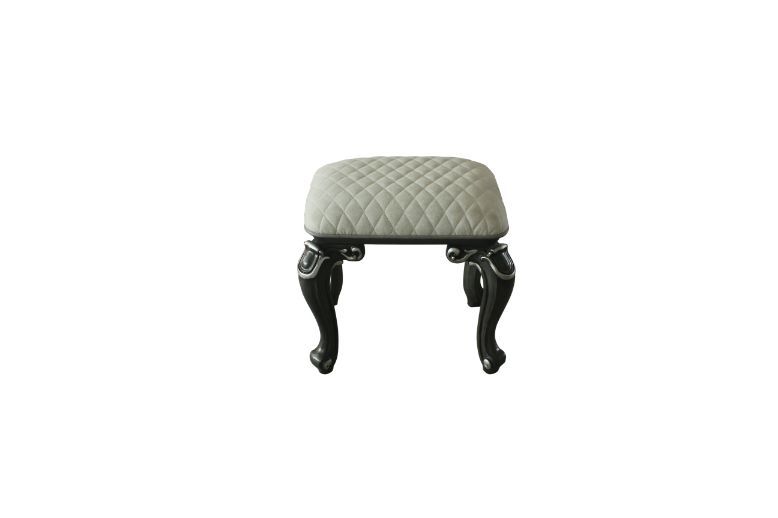 House - Delphine - Stool - Two Tone Ivory Fabric & Charcoal Finish