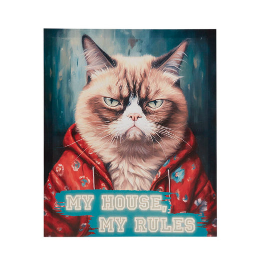 Grumpy Cats - My House, My Rules Canvas Wall Art - Multi