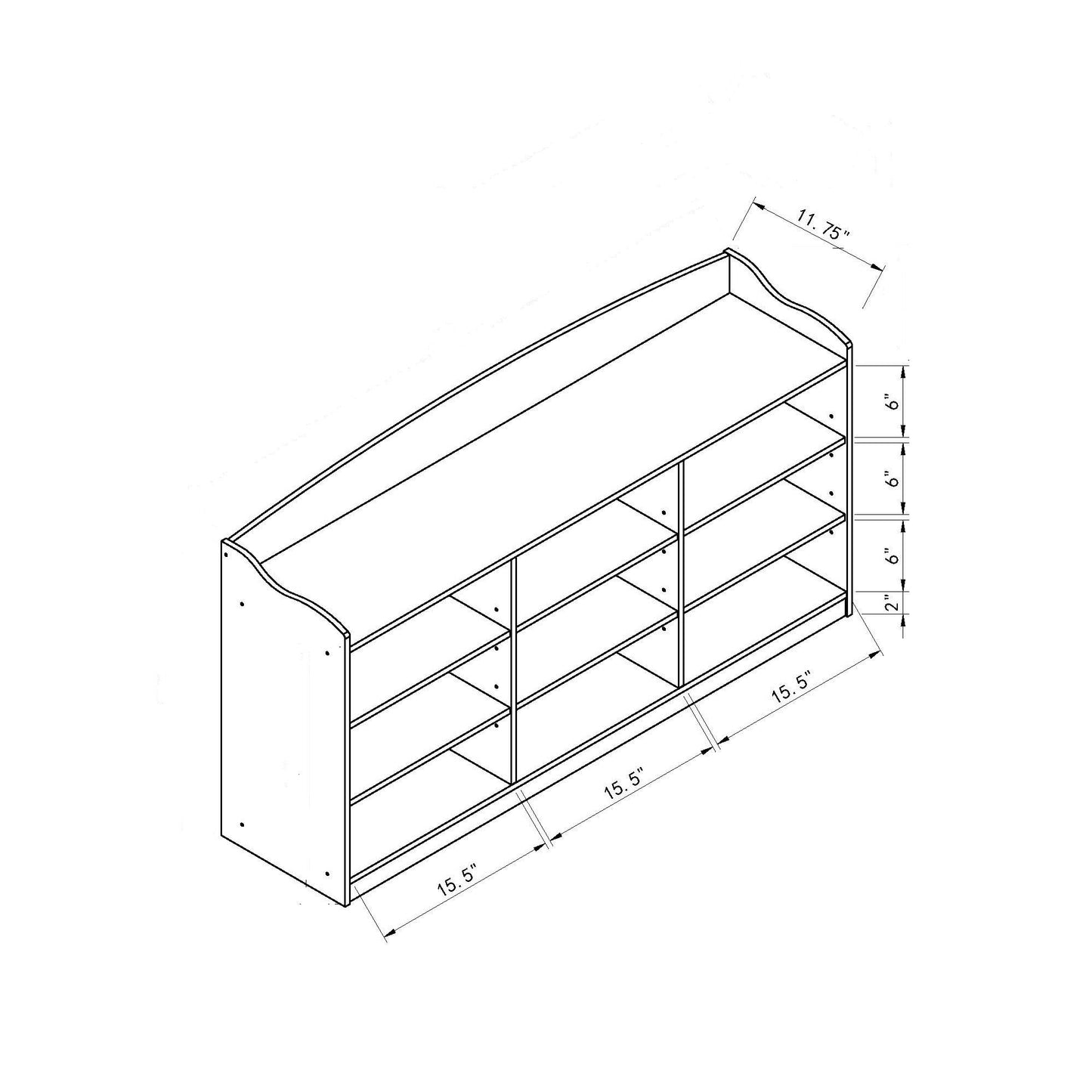 Wooden Shoe Storage Bench, Nine Storage Shelves