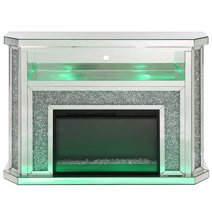 Noralie - 51" Fireplace With LED - Mirrored & Faux Diamonds