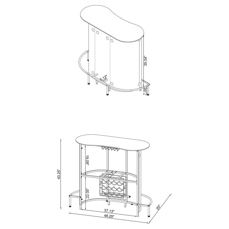 Lacewing - 1-Shelf Bar Unit - Glossy Black And White