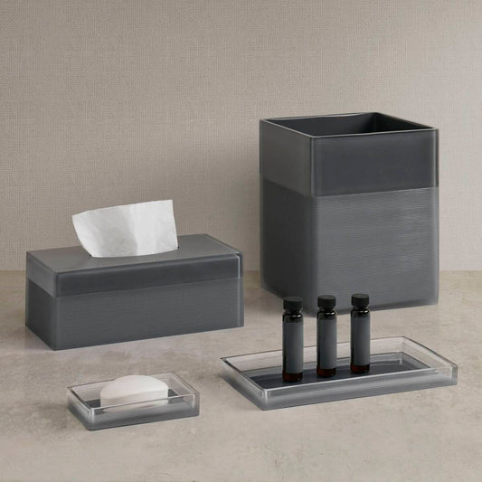 Clear Resin - Bath Accessories Set - Charcoal Mist