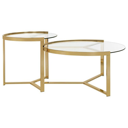 Delia - 2 Piece Round Glass Top Nesting Coffee Table