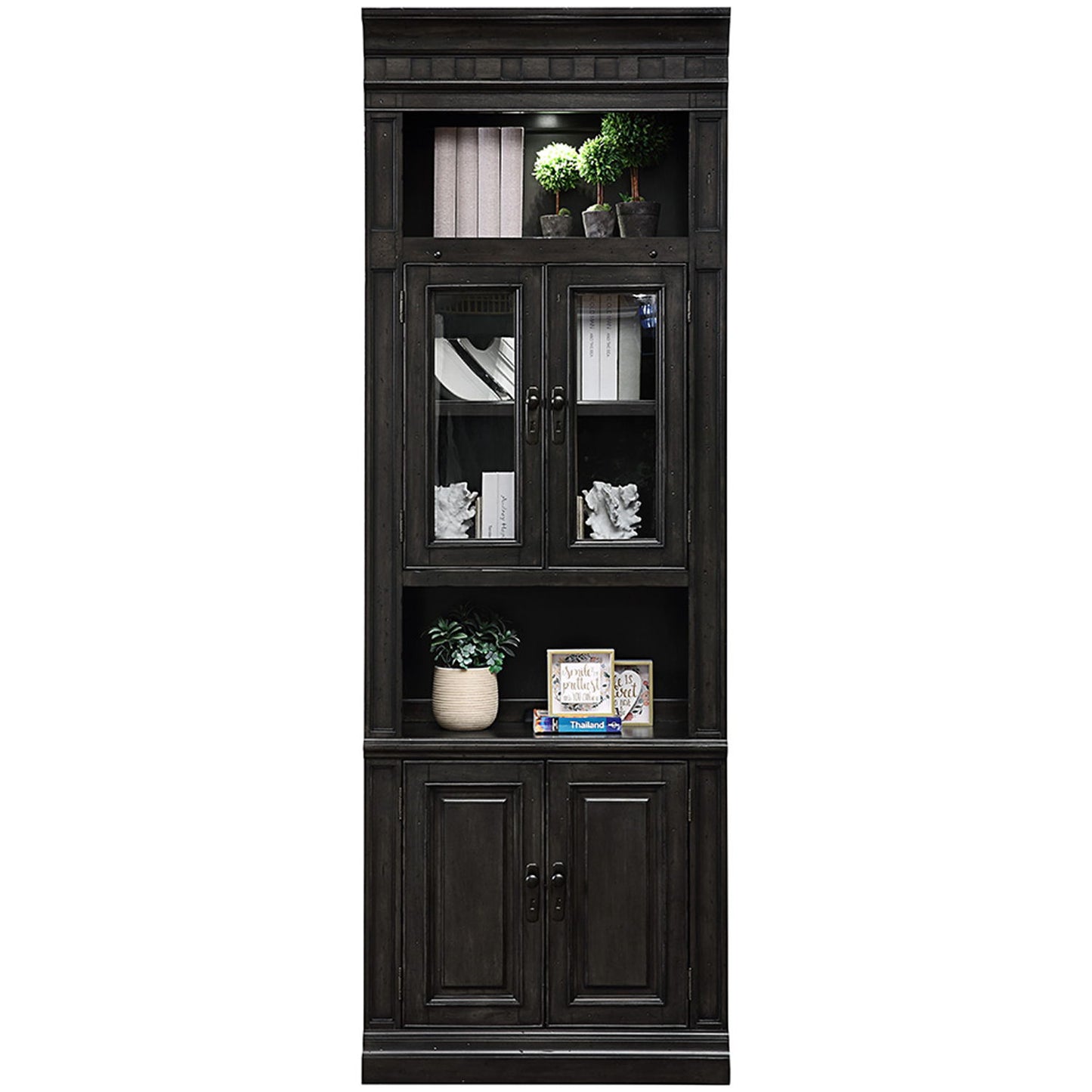 Washington Heights - Glass Door Cabinet - Washed Charcoal