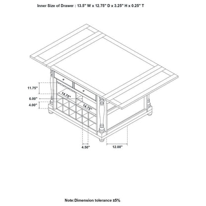 Slater - 2-Drawer Kitchen Island With Drop Leaves