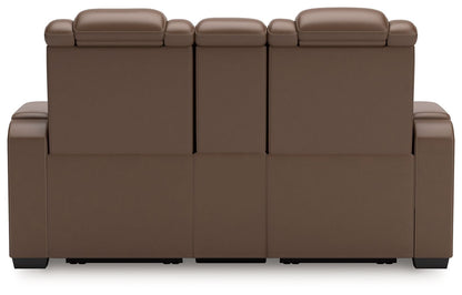 High Impact - Tobacco - Power Reclining Loveseat With Console / Adj Hdrst