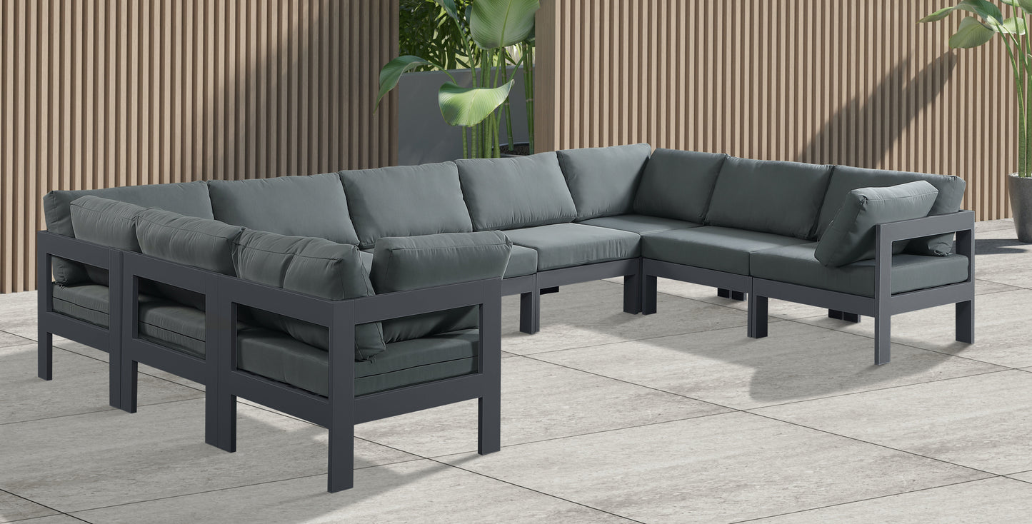 Nizuc - Outdoor Patio Modular Sectional 9 Piece - Grey