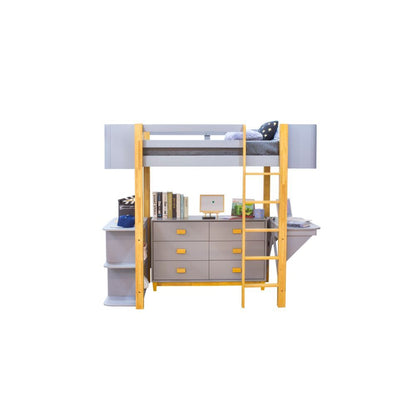 Saiyan - Loft Bed - Gray & Natural