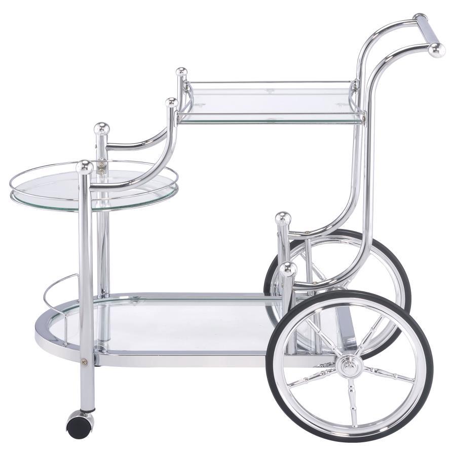 Sarandon - 3-Tier Serving Cart - Chrome And Clear