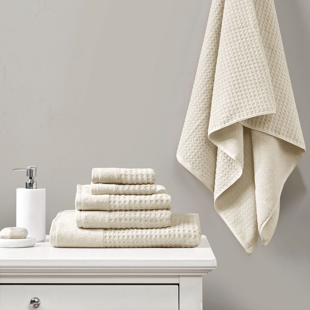 Spa - 6 Piece Jacquard Antimicrobial Towels Set - Taupe