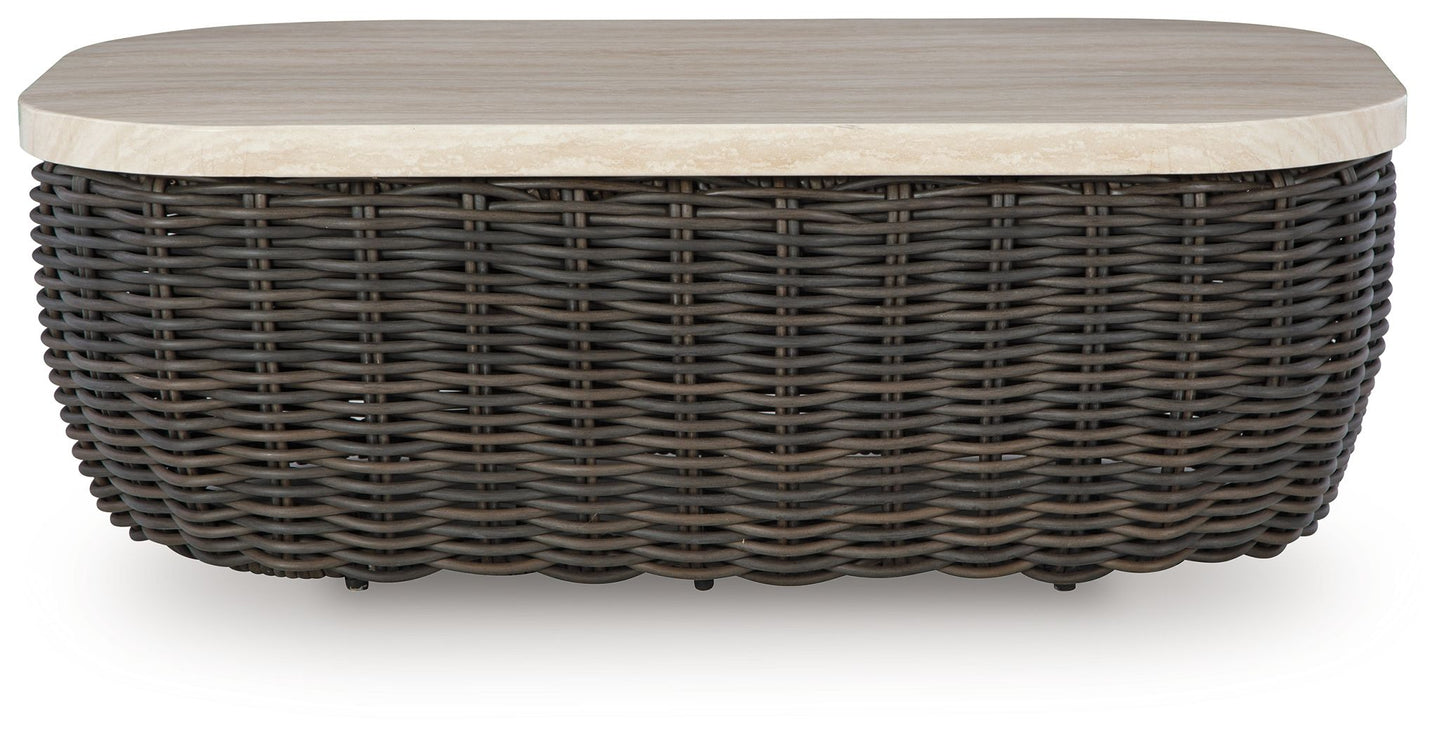 Kimora - Rectangular Cocktail Table - Beige / Dark Brown