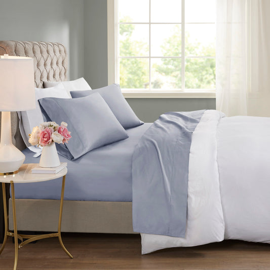 600 Thread Count - Cooling Cotton Blend 4-Piece Sheet Set - Blue