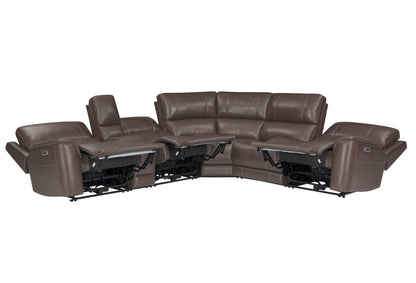 Easton - 6 Piece Zero Gravity Power Reclining Sectional With Power Adjustable Headrests - Steamboat Brown