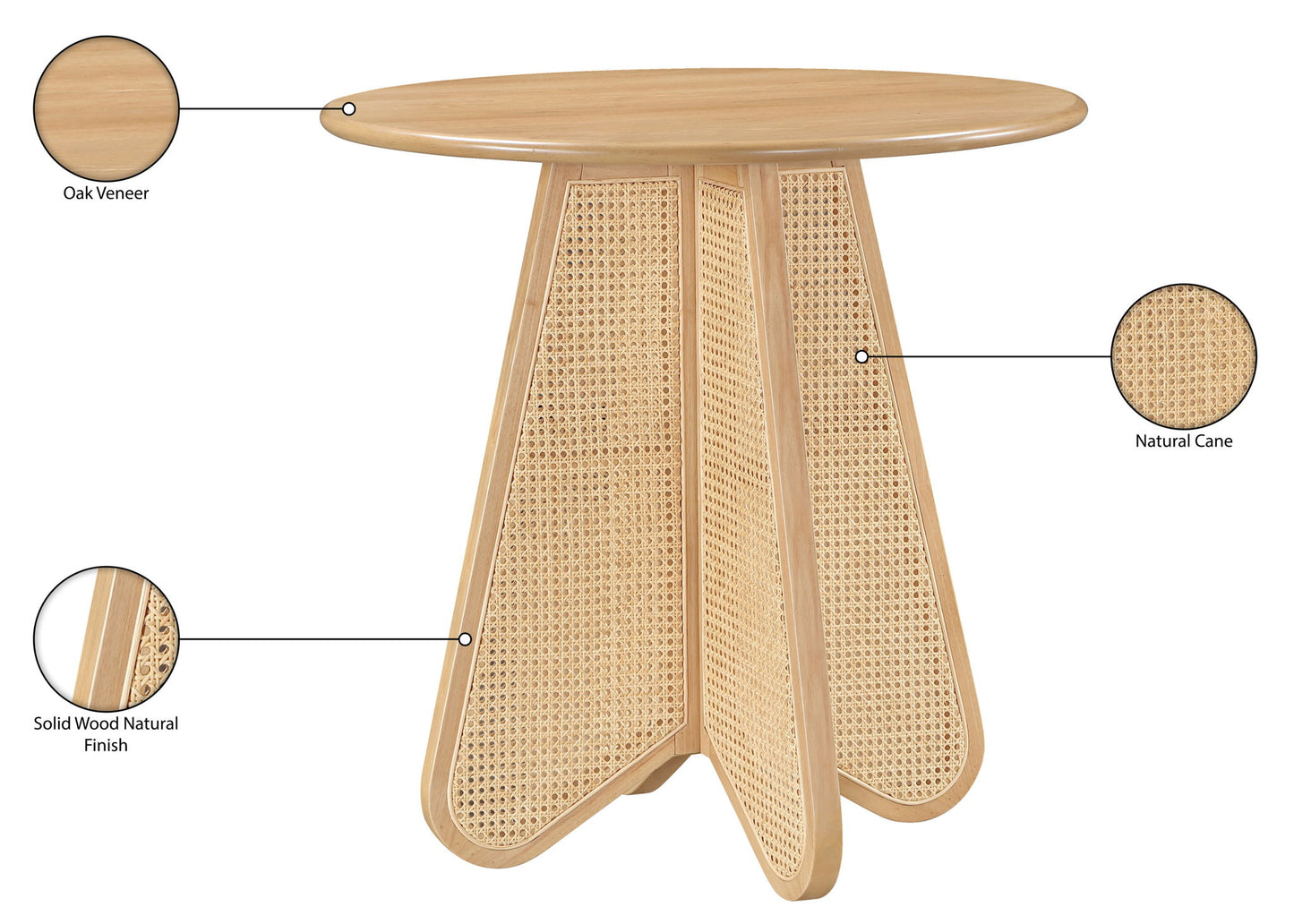 Butterfly - Solid Wood And Natural Cane Table With Natural Top
